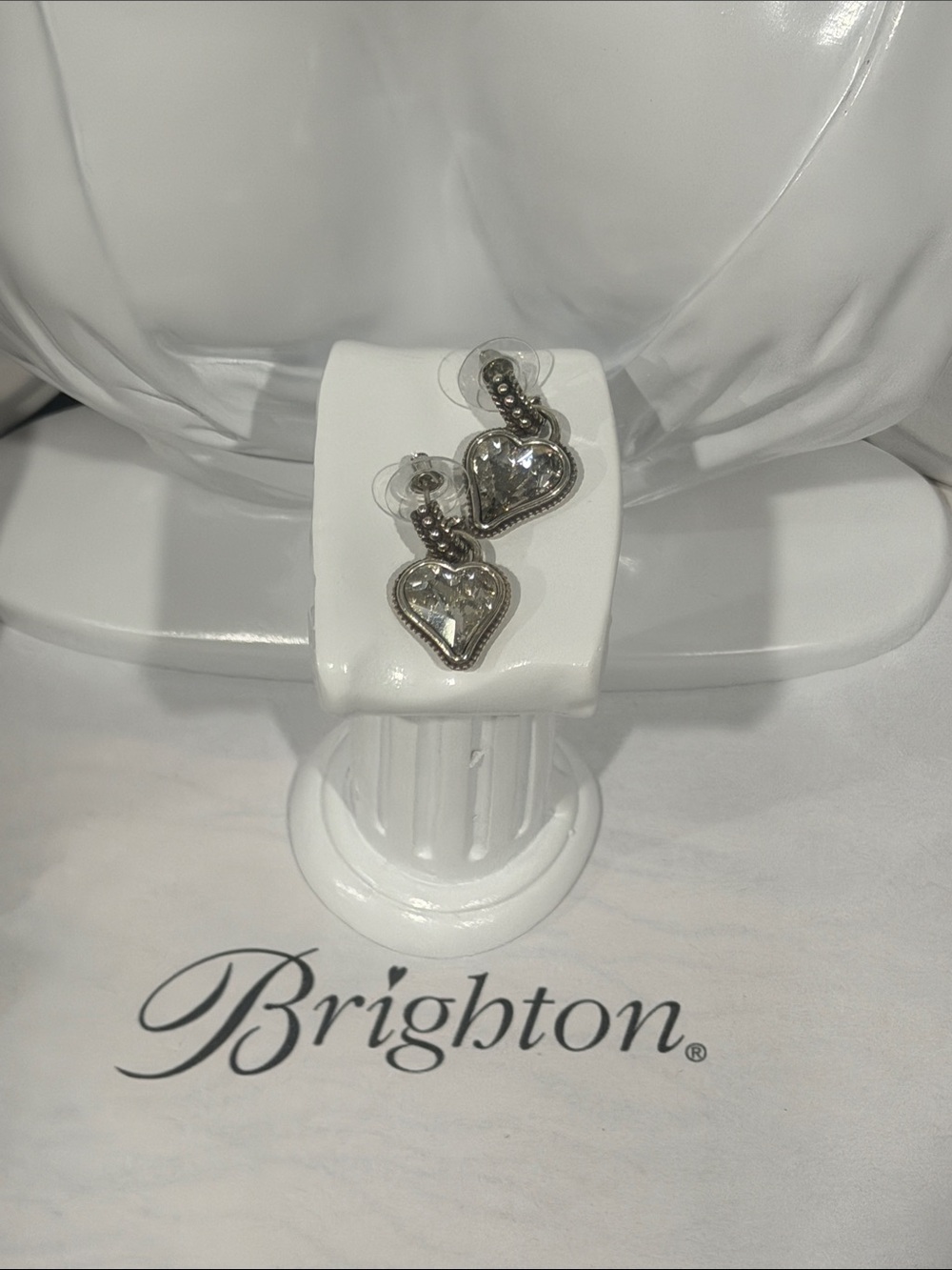 ❤️🌹 RARE BRIGHTON VINTAGE Red Swarovski Crystal ‘BiBi Gem Heart’ Dangle Earrings